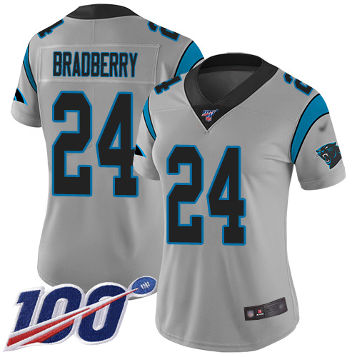 Carolina Panthers Limited Silver Women James Bradberry Jersey NFL Football #24 100th Season Inverted Legend->women nfl jersey->Women Jersey